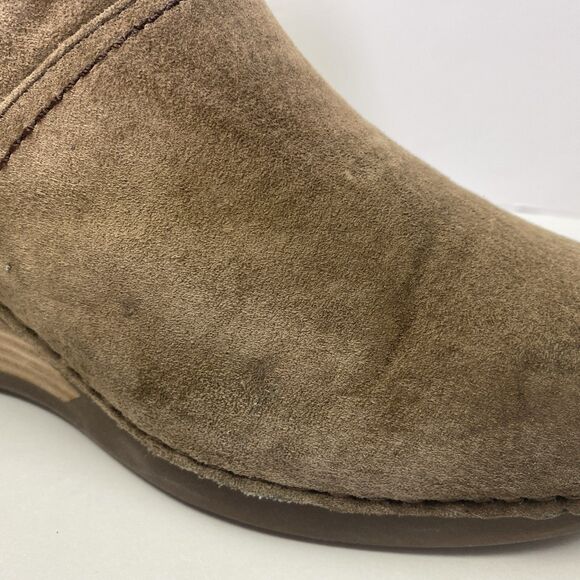 Dansko Womens 9 Suede Leather Side Zip Ankle Wedge Boots Brown - Picture 13 of 16